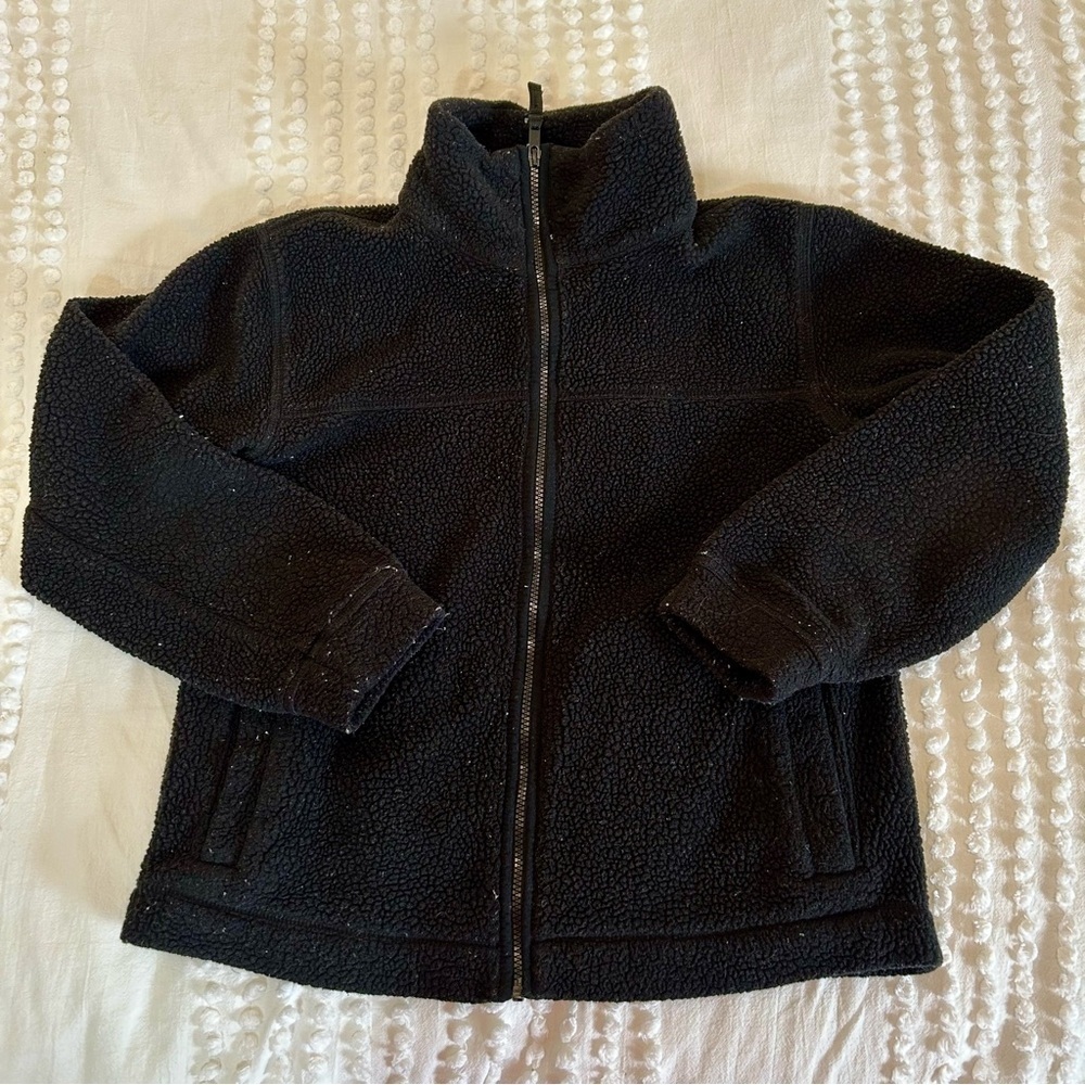 GAP Women’s Black Teddy Fleece Zip Up Jacket Sz S - Picture 8 of 13